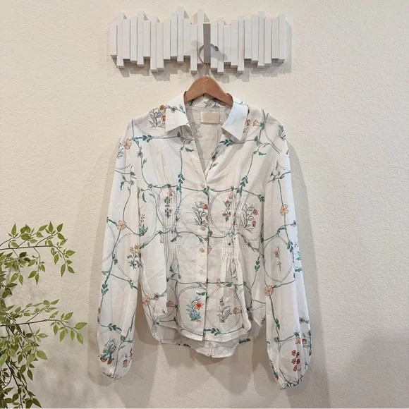 Sancia Palmer Relaxed Button Down Shirt Top in Marigold Size Small NWT - Picture 2 of 7